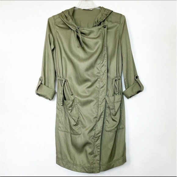 Hollister Size Small Womans Green Utility Parka Jacket Zip Drawsteing Hoodie - Picture 4 of 11